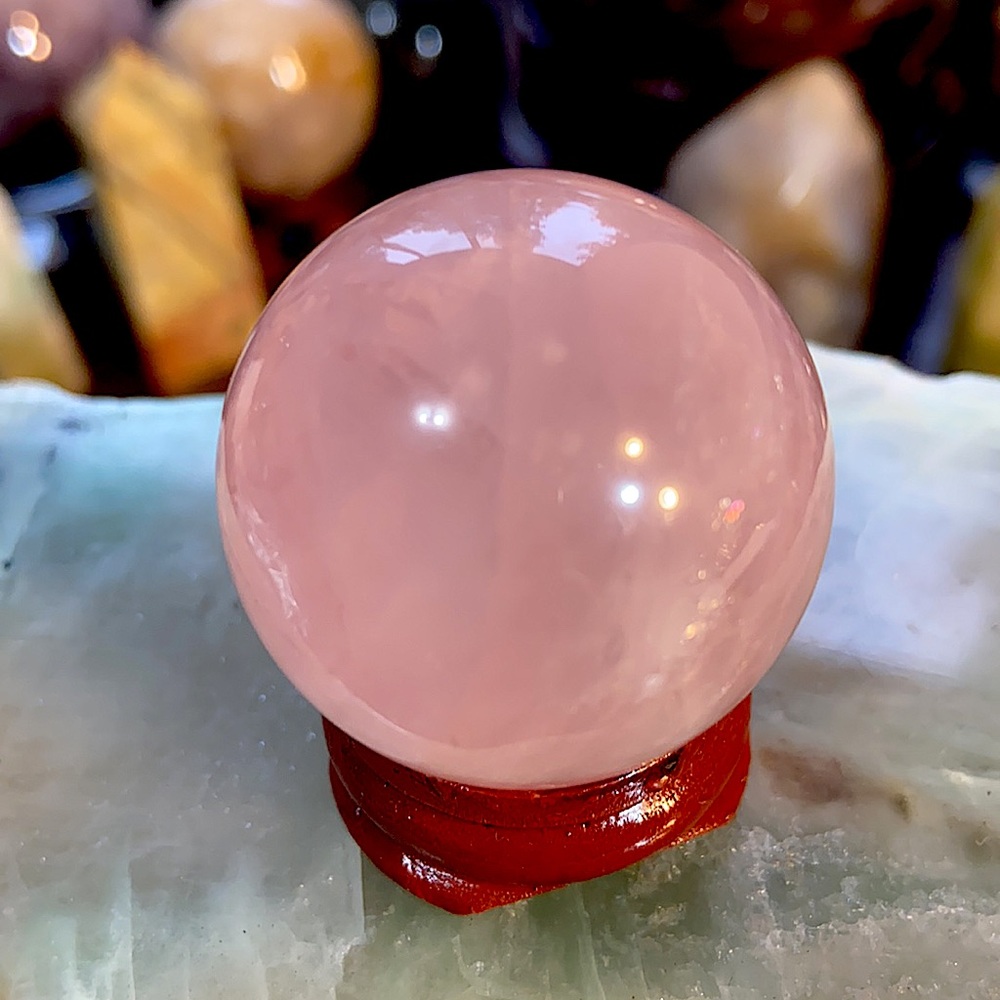 🔥SALE🔥 Star Rose Quartz Crystal Mini Sphere With Sparkles And Rainbows! - Picture 3 of 5